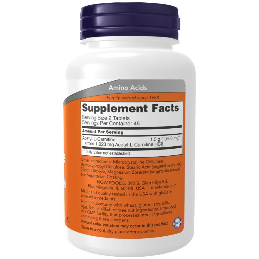 NOW Foods Acetyl - L - Carnitine 750 mg 90 tabs Acetyl L - Karnityna - Sklep Witaminki.pl