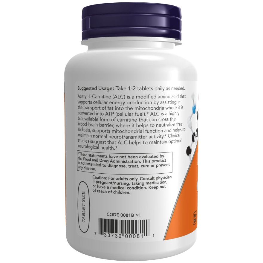 NOW Foods Acetyl - L - Carnitine 750 mg 90 tabs Acetyl L - Karnityna - Sklep Witaminki.pl