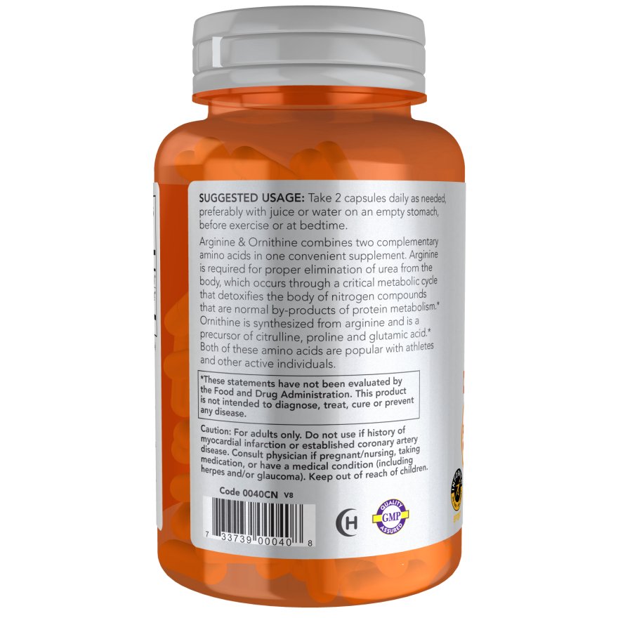 Arginina + Ornityna NOW Foods Arginine & Ornithine 500/250 100 vcaps - Sklep Witaminki.pl