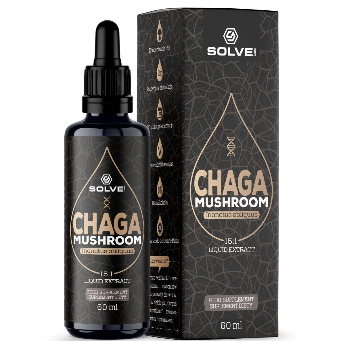 Solve Labs Chaga Mushroom Liquid Extract 60 ml Chaga - Sklep Witaminki.pl