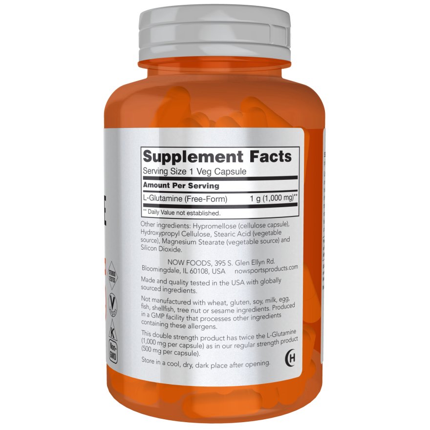 Glutamina NOW Foods L-Glutamine 1000 mg 120 vcaps - Sklep Witaminki.pl