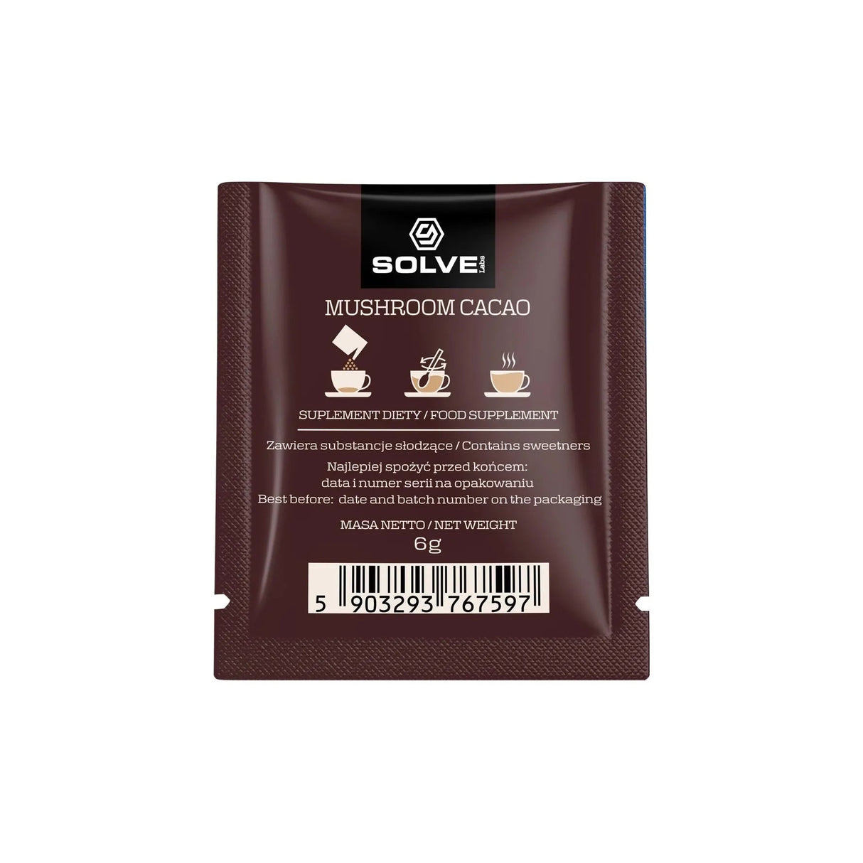 Kakao z Grzybami i Adaptogenami Solve Labs Mushroom Cacao (Próbka) 1 saszetka - Sklep Witaminki.pl