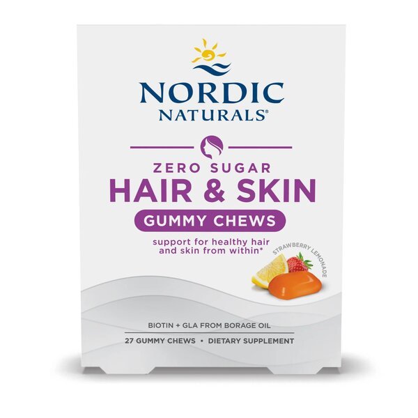 Nordic Naturals Hair & Skin Gummy Chews Strawberry Lemonade 27 gummy chews Kompleks na włosy, skórę i paznokcie - Sklep Witaminki.pl