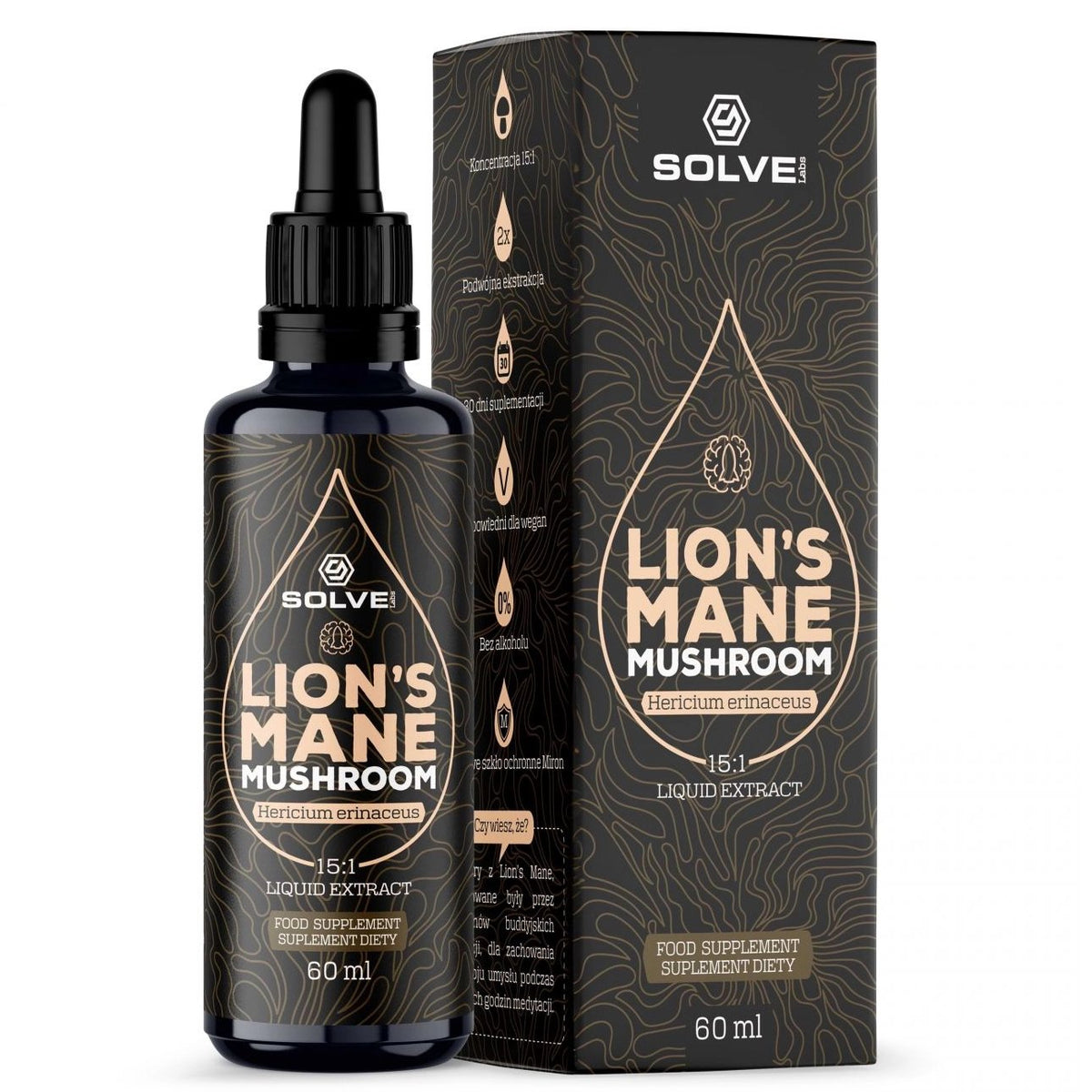 Solve Labs Lion's Mane Mushroom Liquid Extract 60 ml Lion's Mane - Sklep Witaminki.pl