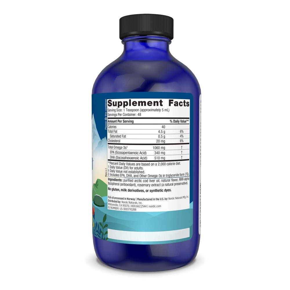 Nordic Naturals Arctic Cod Liver Oil Liquid 237 ml Pomarańcza Olej z Wątroby Dorsza - Sklep Witaminki.pl
