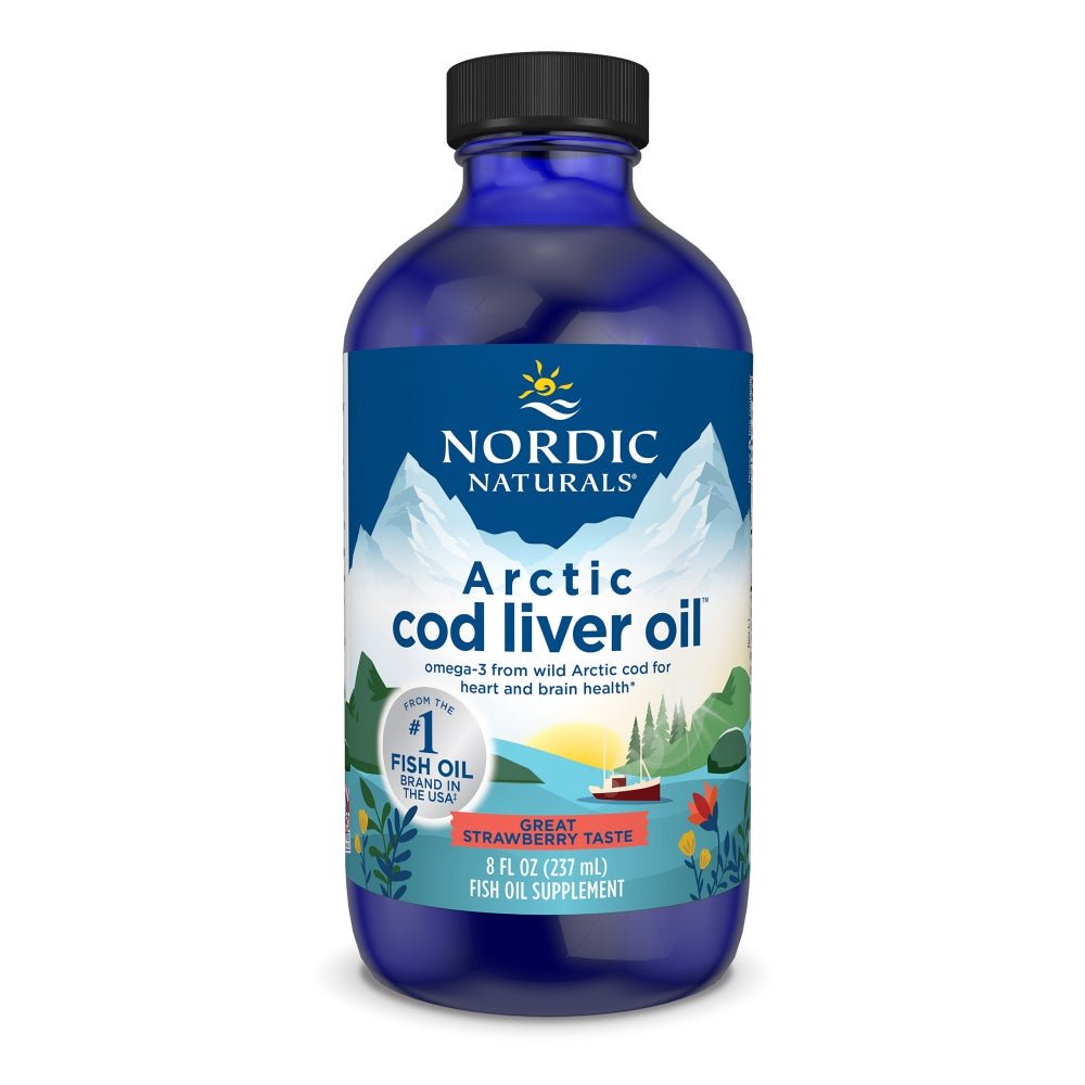 Nordic Naturals Arctic Cod Liver Oil Liquid 237 ml Truskawka Olej z Wątroby Dorsza - Sklep Witaminki.pl