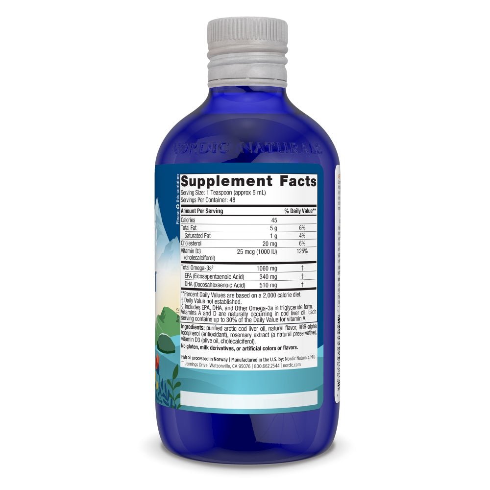 Nordic Naturals Arctic - D Cod Liver Oil Liquid 237 ml Cytryna Olej z Wątroby Dorsza - Sklep Witaminki.pl