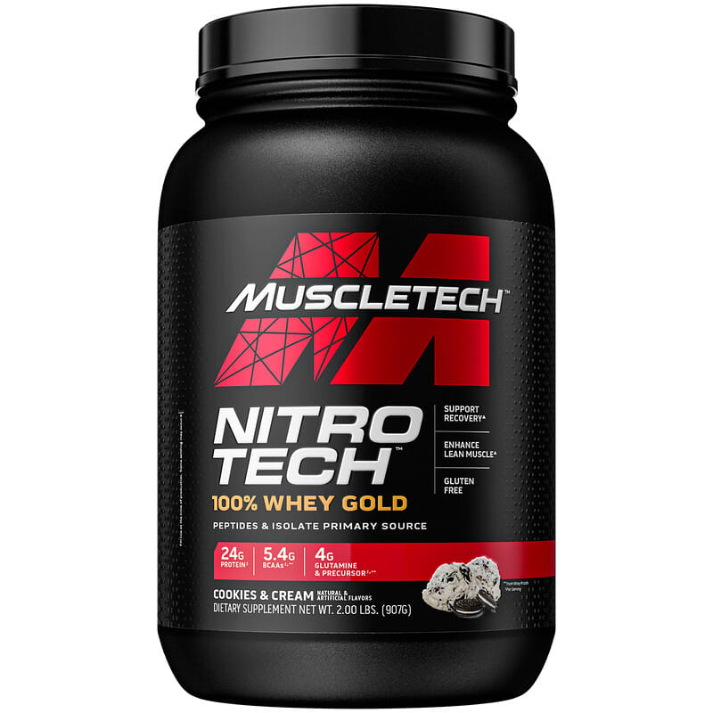MuscleTech Nitro - Tech 100% Whey Gold 908 g Cookies & Cream Odżywka Białkowa - Sklep Witaminki.pl