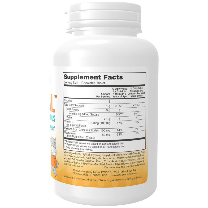 Wapń dla Dzieci NOW Foods Kid Cal Tart Orange 100 chewables - Sklep Witaminki.pl