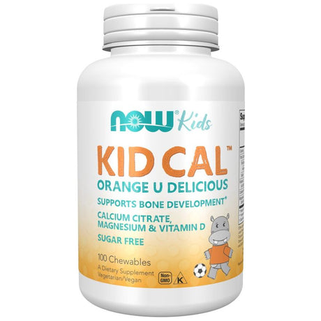 Wapń dla Dzieci NOW Foods Kid Cal Tart Orange 100 chewables - Sklep Witaminki.pl