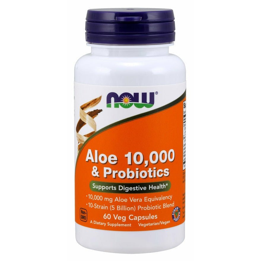 NOW Foods Aloe 10000 & Probiotics 60 vcaps Aloes - Sklep Witaminki.pl