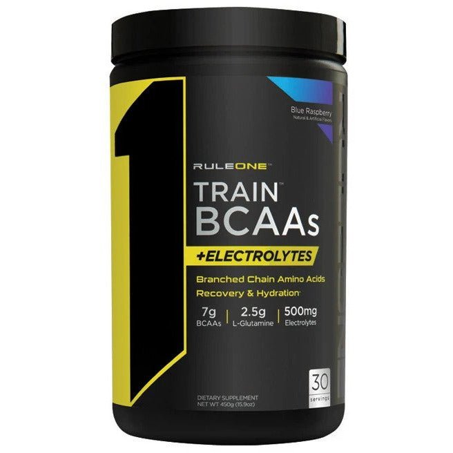 Rule One Train BCAAs + Electrolytes Blue Raspberry 450 g Aminokwasy BCAA - Sklep Witaminki.pl