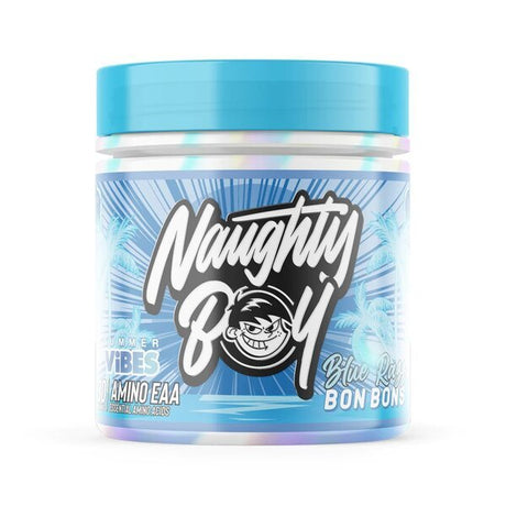 Aminokwasy EAA Naughty Boy Summer Vibes Amino EAA Blue Razz Bon Bons 345g - Sklep Witaminki.pl