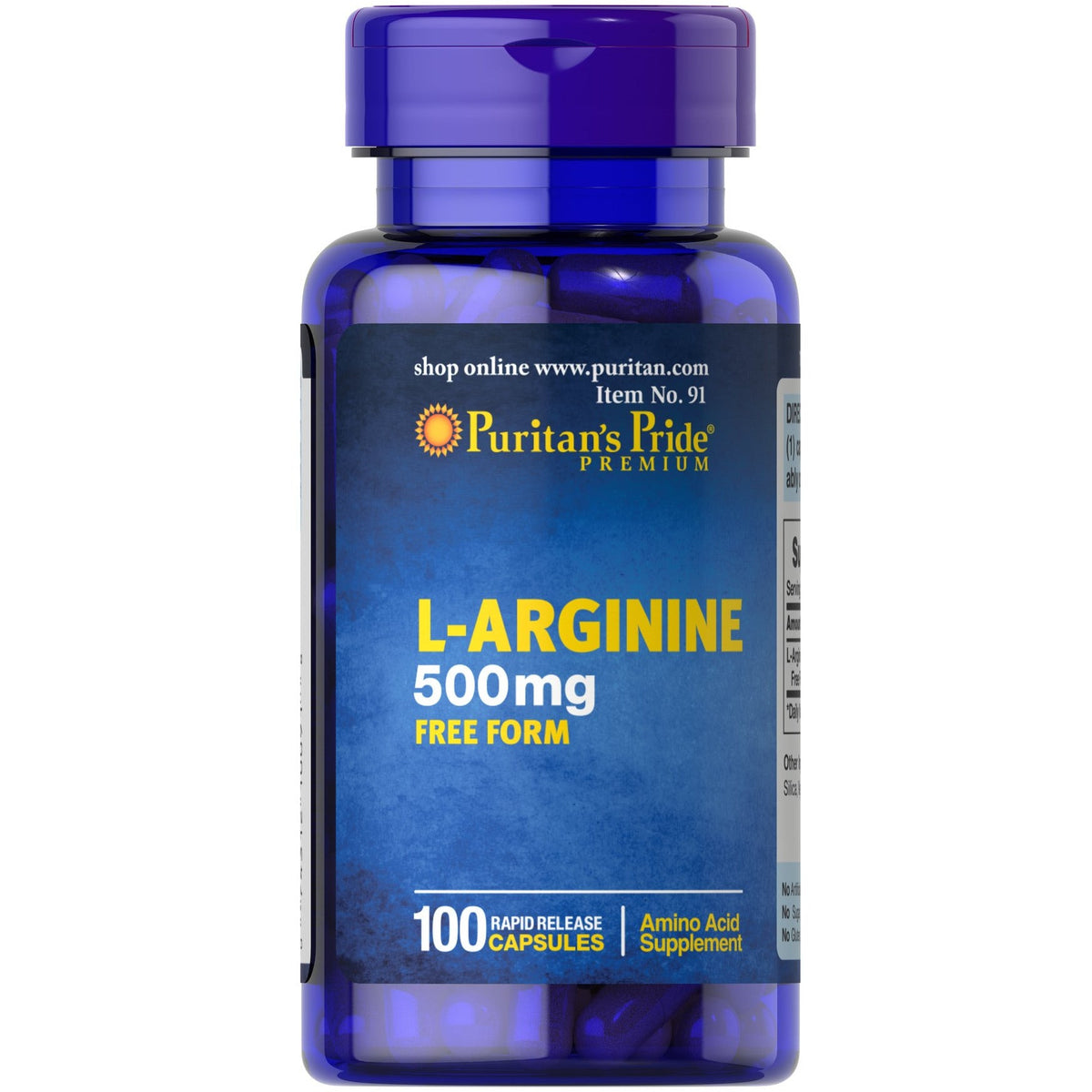 Puritan's Pride L - Arginine 500 mg 100 caps Arginina - Sklep Witaminki.pl