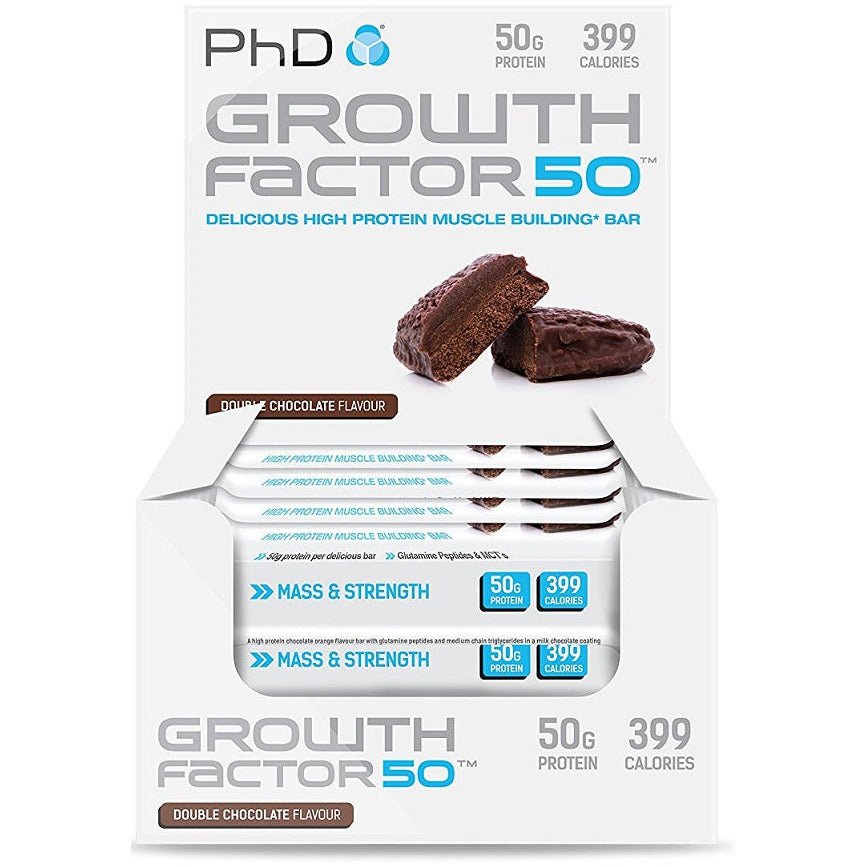 PhD Growth Factor 50 Double Chocolate 12 x Brownie Baton proteinowy - Sklep Witaminki.pl