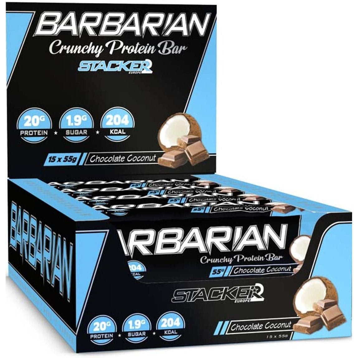 Stacker2 Barbarian Chocolate Coconut 15 x 55 g Baton proteinowy - Sklep Witaminki.pl