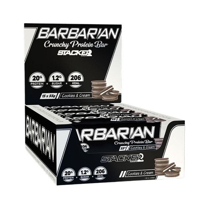 Stacker2 Barbarian Cookies & Cream 15 x 55 g Baton proteinowy - Sklep Witaminki.pl