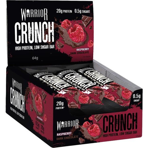 Baton proteinowy Warrior Crunch Bar Raspberry Dark Chocolate 12 bars - Sklep Witaminki.pl