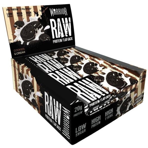 Warrior Raw Protein Flapjack Cookies & Cream 12 bars Baton proteinowy - Sklep Witaminki.pl