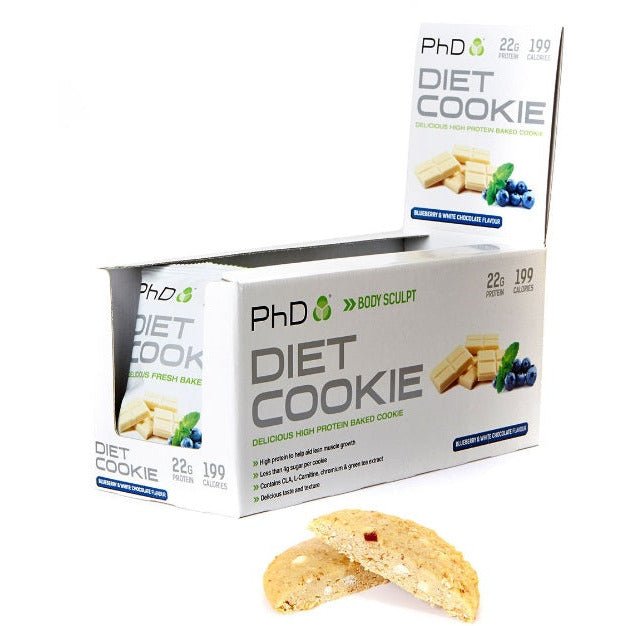 PhD Diet Cookie, Blueberry & White Chocolate - 12 cookies Blueberry & White Chocolate 12 cookies Ciastko proteinowe - Sklep Witaminki.pl