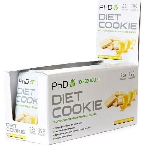 PhD Diet Cookie Lemon & White Chocolate 12 cookies Ciastko proteinowe - Sklep Witaminki.pl