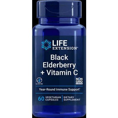 Life Extension Black Elderberry + Vitamin C 60 caps Czarny Bez - Sklep Witaminki.pl