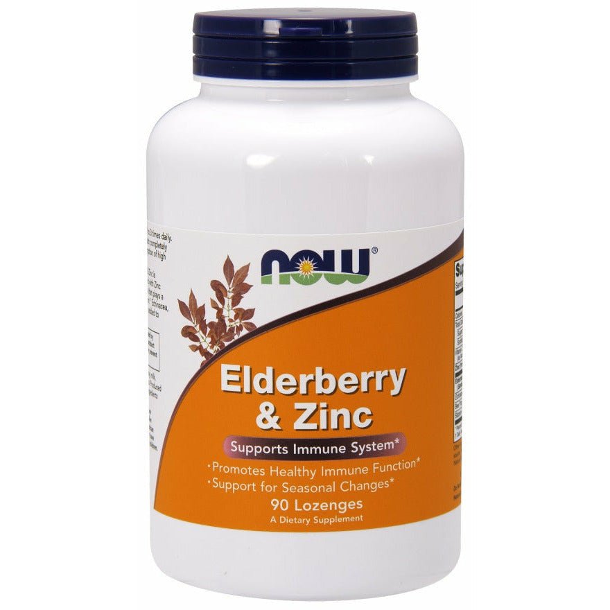 NOW Foods Elderberry & Zinc 90 lozenges Czarny Bez - Sklep Witaminki.pl