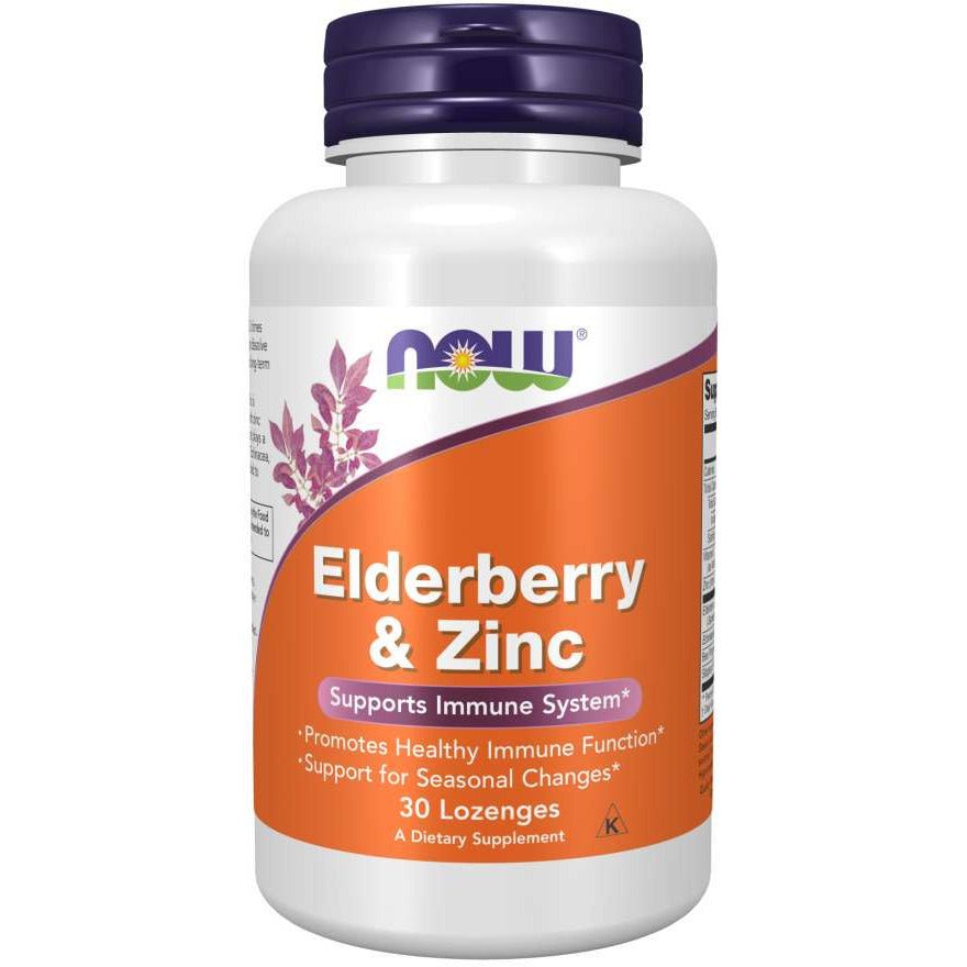 NOW Foods Elderberry & Zinc Lozenges 30 caps Czarny Bez - Sklep Witaminki.pl