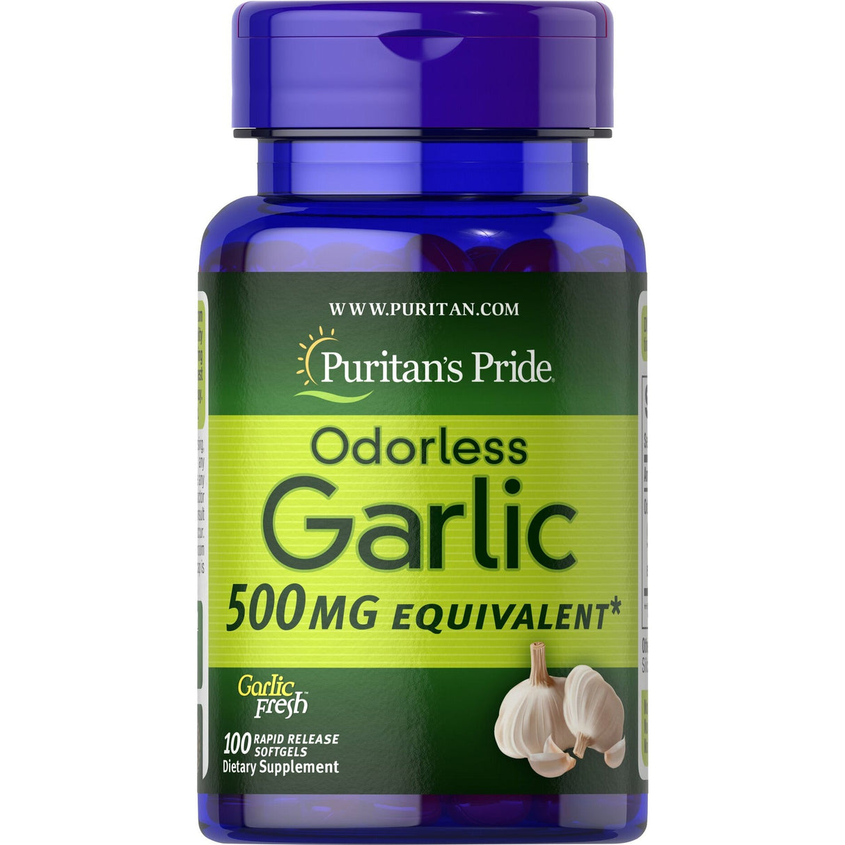 Puritan's Pride Odorless Garlic 500 mg 100 softgels Czosnek - Sklep Witaminki.pl