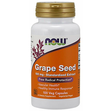 Ekstrakt z Pestek Winogron NOW Foods Grape Seed Standardized Extract 100 mg 100 vcaps - Sklep Witaminki.pl