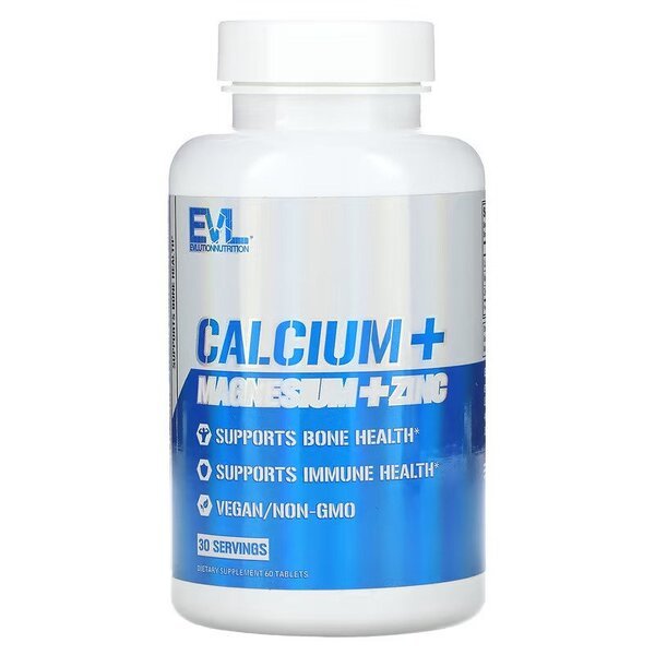 EVL Evlution Nutrition Calcium + Magnesium + Zinc 60 tabs Kompleks minerałów - Sklep Witaminki.pl