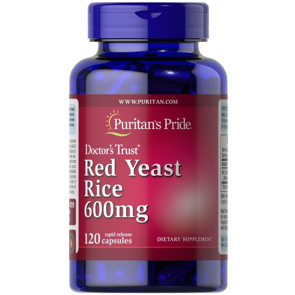 Puritan's Pride Red Yeast Rice 600 mg 120 caps Fermentowany Czerwony Ryż - Sklep Witaminki.pl