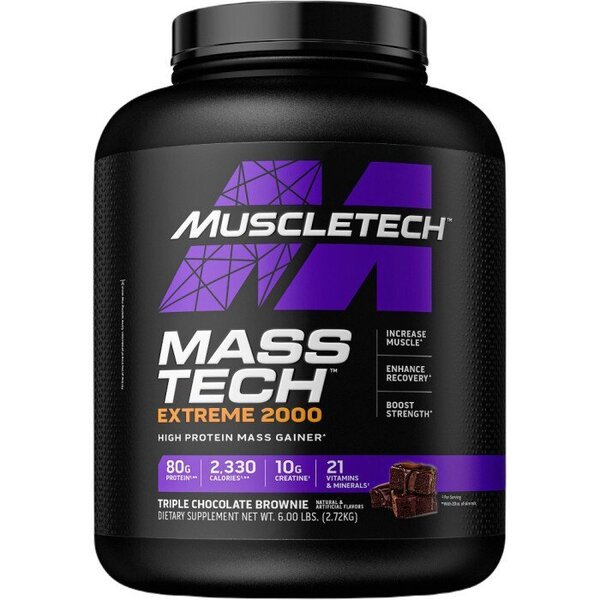 MuscleTech Mass - Tech Extreme 2000 Triple Chocolate Brownie 2720 g Gainer - Sklep Witaminki.pl