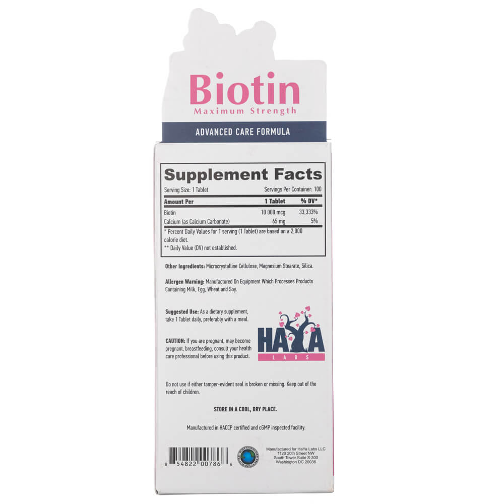 Haya Labs Biotyna 10000 mcg 100 tabs - Sklep Witaminki.pl