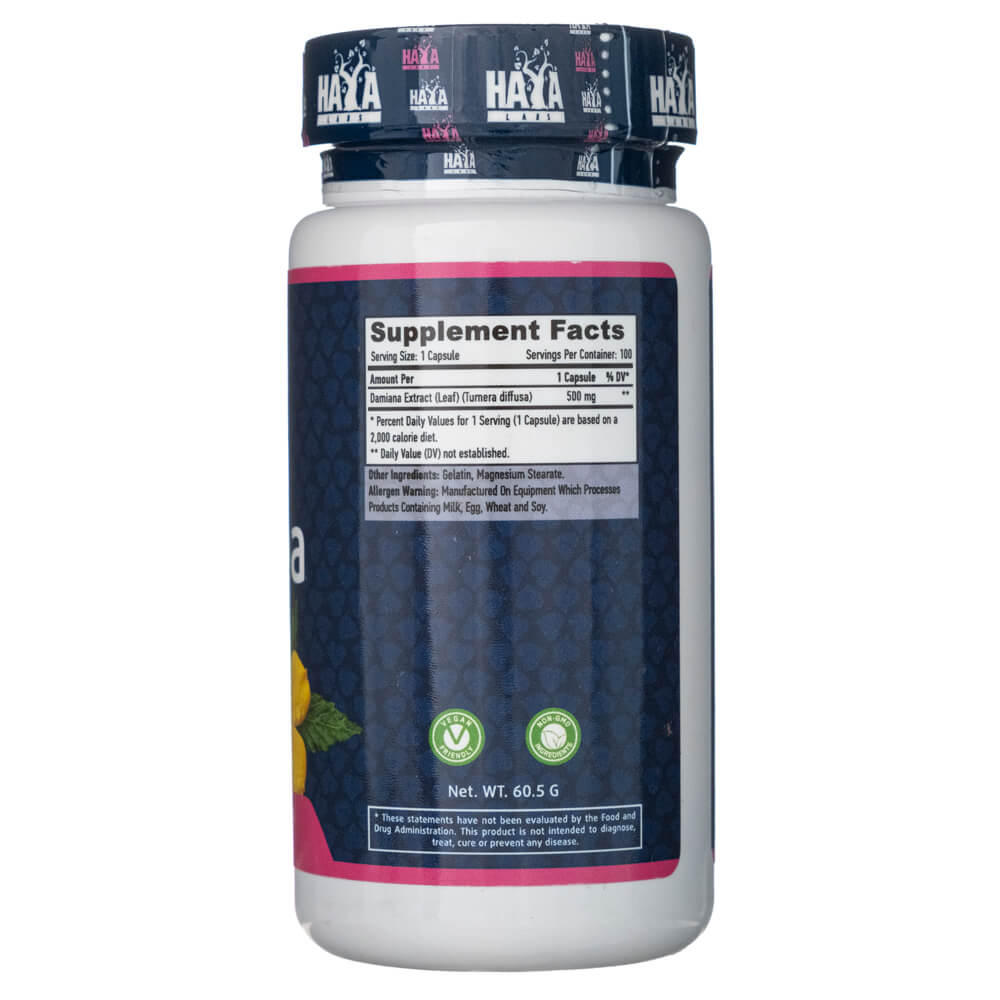 Haya Labs Damiana 500 mg 100 caps - Sklep Witaminki.pl