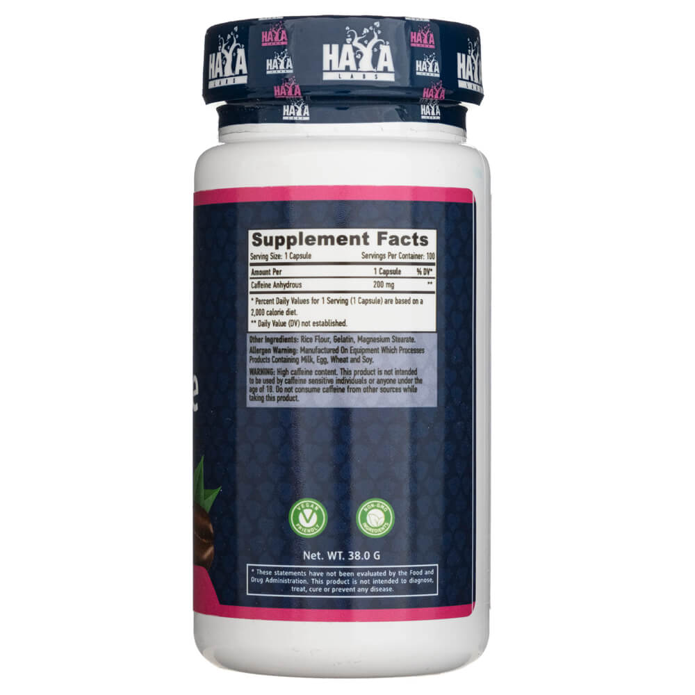 Haya Labs Kofeina 200 mg 100 caps - Sklep Witaminki.pl