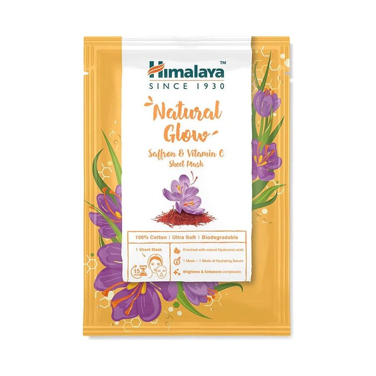 Himalaya Natural Glow Saffron & Vitamin C Sheet Mask 30 ml Maseczka na twarz - Sklep Witaminki.pl