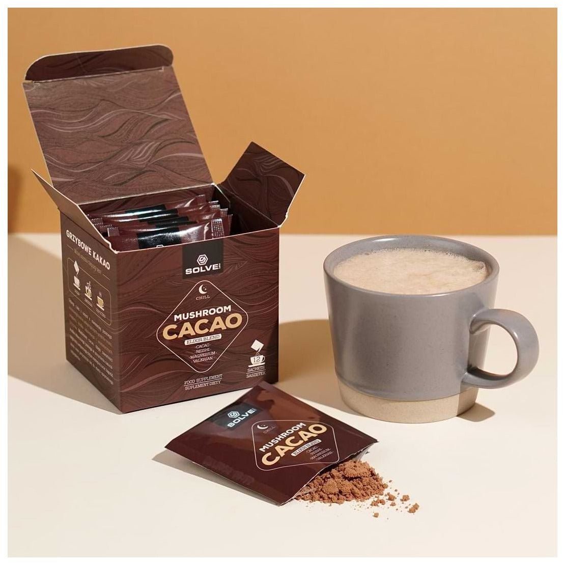 Solve Labs Mushroom Cacao 12 saszetek Kakao z Grzybami i Adaptogenami - Sklep Witaminki.pl