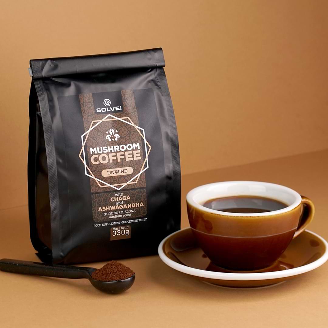Solve Labs Mushroom Coffee Chaga + Ashwagandha 330g Kawa z Grzybami i Adaptogenami - Sklep Witaminki.pl