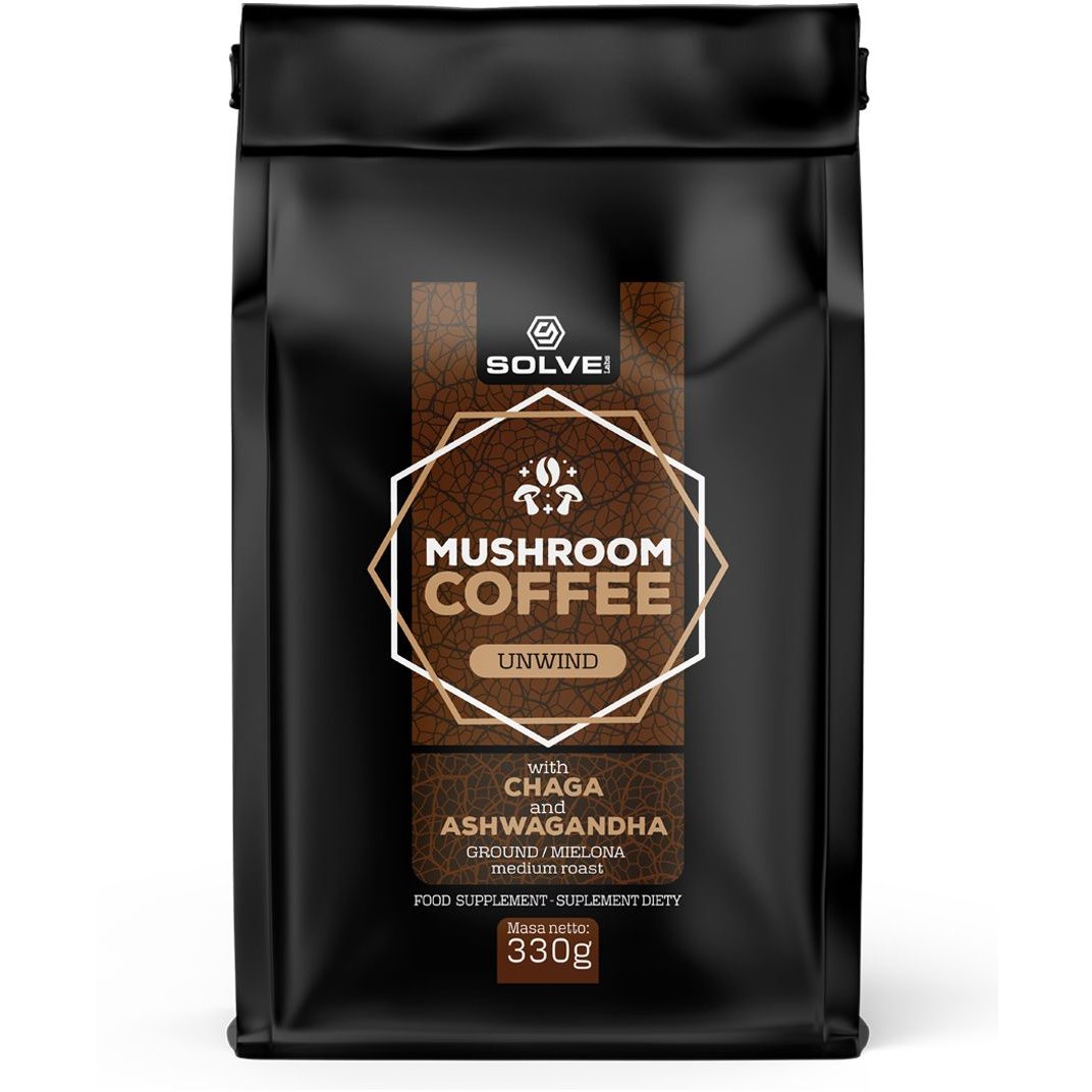 Solve Labs Mushroom Coffee Chaga + Ashwagandha 330g Kawa z Grzybami i Adaptogenami - Sklep Witaminki.pl