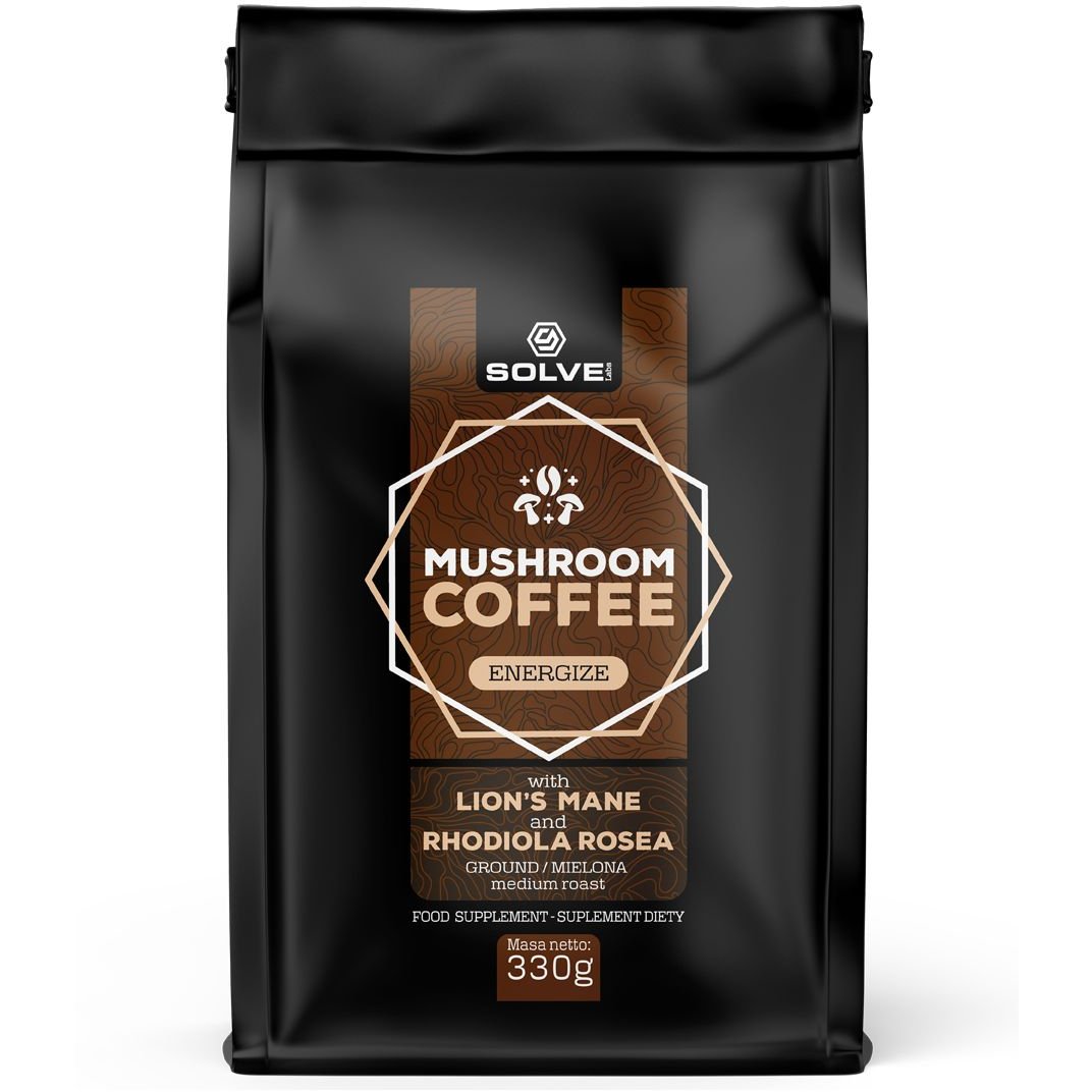 Kawa z Grzybami i Adaptogenami Solve Labs Mushroom Coffee Lion's Mane + Rhodiola 330g - Sklep Witaminki.pl