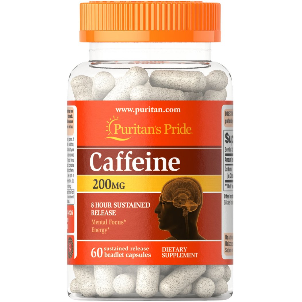 Puritan's Pride Caffeine 200 mg 60 caps Kofeina - Sklep Witaminki.pl