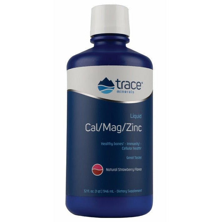 Trace Minerals Liquid Cal/Mag/Zinc 946 ml Strawberry Kompleks minerałów - Sklep Witaminki.pl