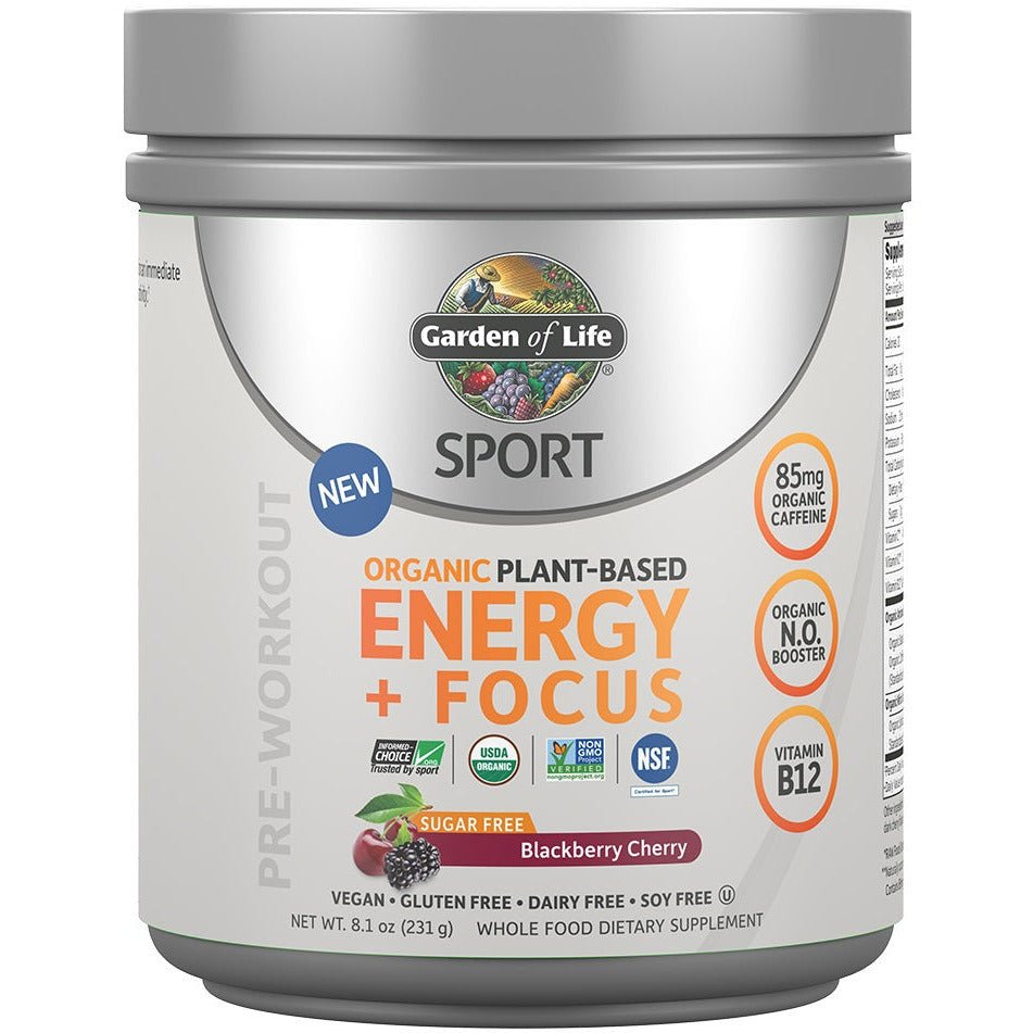Garden of Life Organic Plant - Based Energy + Focus Blackberry Cherry Sugar Free 231g Kompleks na energię - Sklep Witaminki.pl