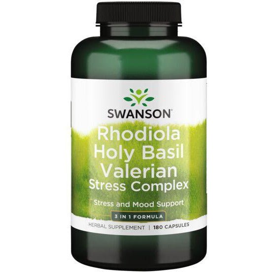 Kompleks na uspokojenie Swanson Rhodiola Holy Basil Valerian Stress Complex 180 caps - Sklep Witaminki.pl