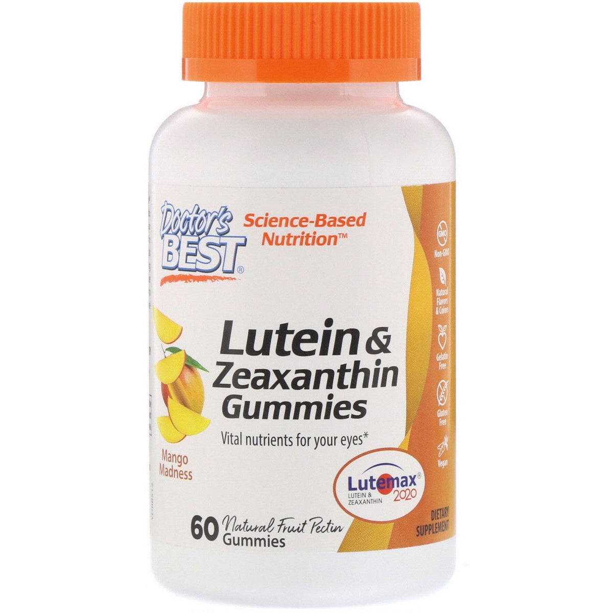 Doctor's BEST Lutein & Zeaxanthin Mango Madness 60 gummies Kompleks na wzrok - Sklep Witaminki.pl