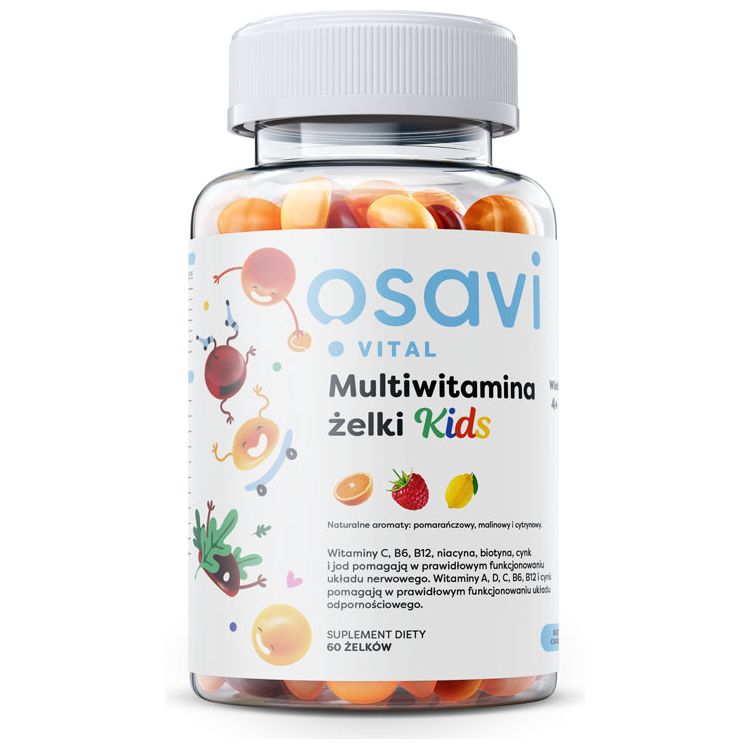 Osavi Multiwitamina Żelki Kids Pomarańcza Malina Cytryna 60 gummies Kompleks witamin dla Dzieci - Sklep Witaminki.pl