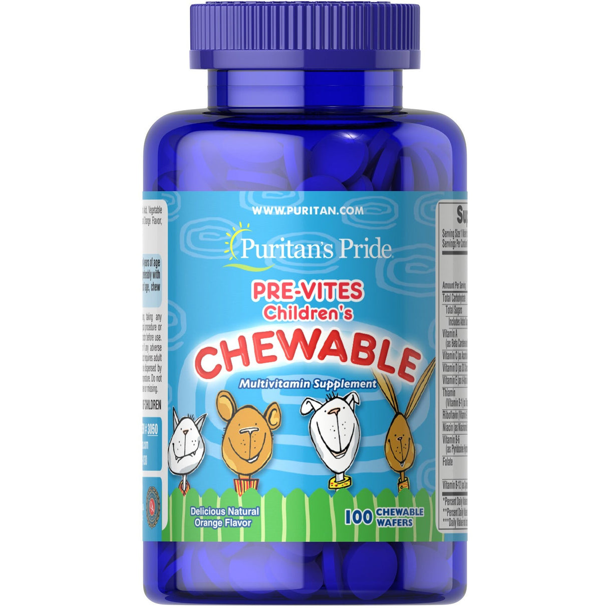 Kompleks witamin dla Dzieci Puritan's Pride Pre-Vites Children's Multivitamin 100 chewables - Sklep Witaminki.pl