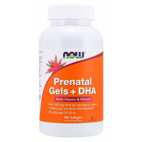 Kompleks witamin dla kobiet w ciąży NOW Foods Prenatal Gels + DHA 180 softgels - Sklep Witaminki.pl