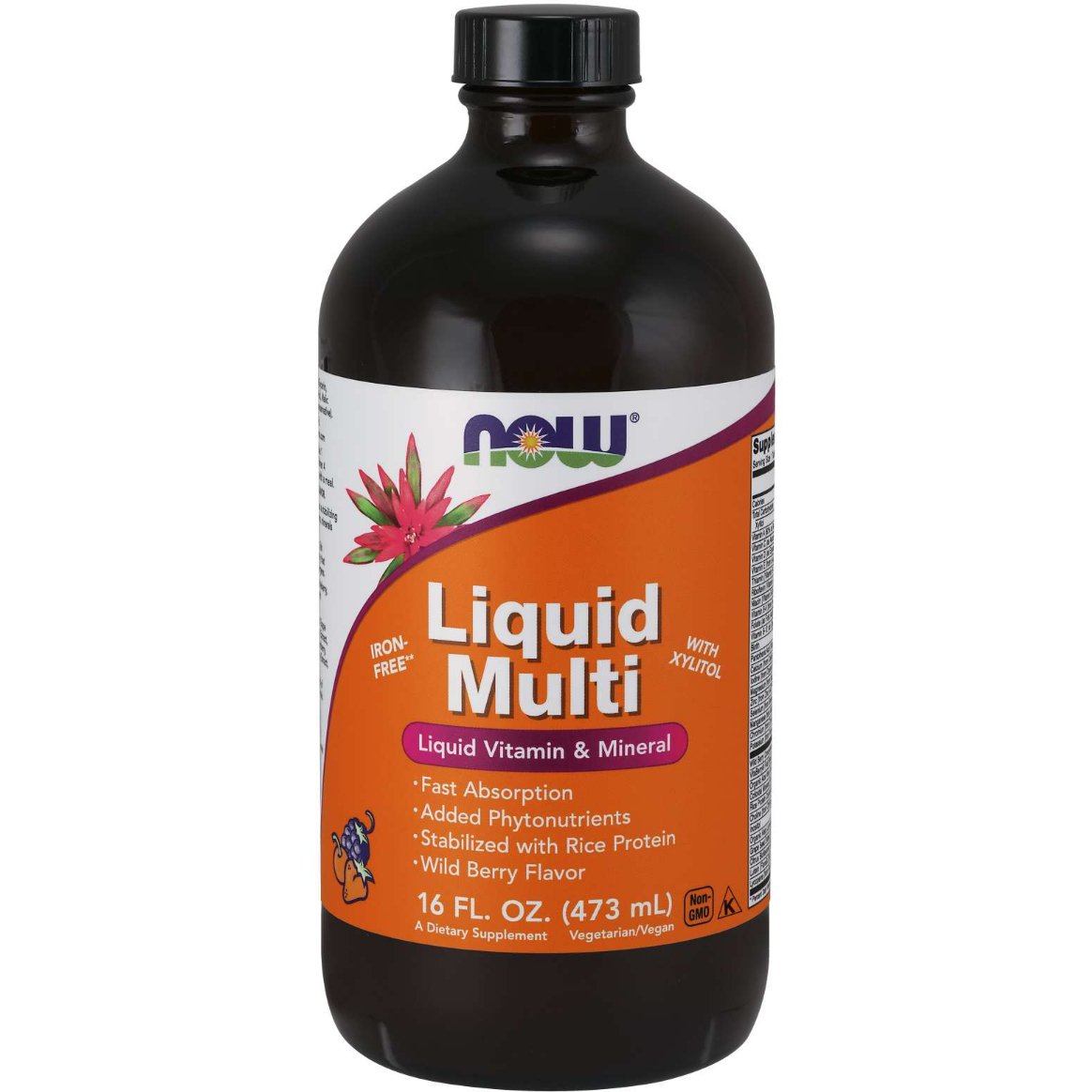 Kompleks witamin dla seniora NOW Foods Liquid Multi 473 ml Owoce Leśne - Sklep Witaminki.pl